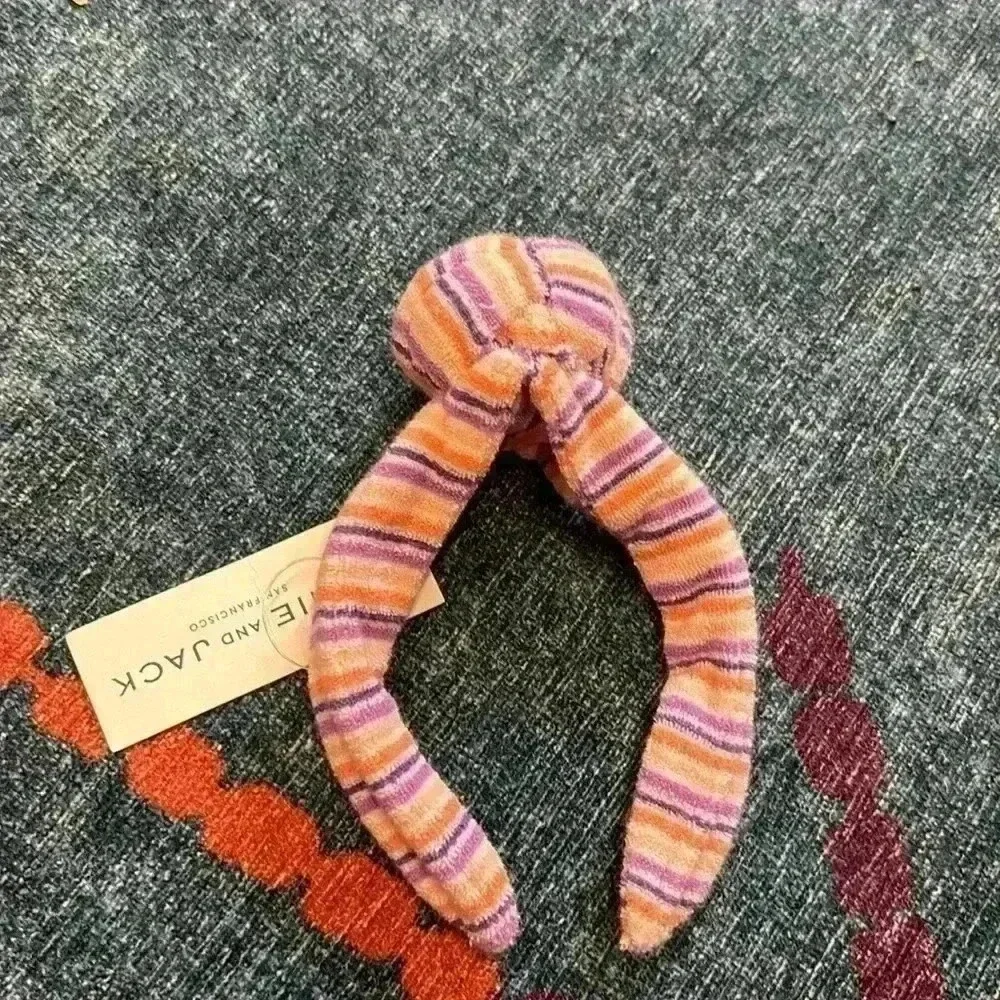 NWT Janie and Jack Bright Violet Stripe STRIPED TERRY KNOT HEADBAND one size